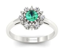 Złoty Pierścionek ze szmaragdem i diamentami - P15077BSM