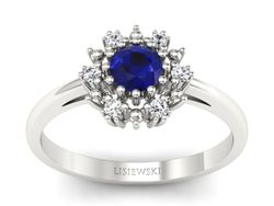 Pierścionek ze spinelem i diamentami białe złoto - p15077bsp