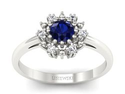 Pierścionek z szafirem i diamentami złoto 585 - p15077bsz
