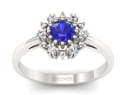 Pierścionek z szafirem i diamentami zloto 585 - p15077bszc
