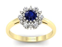 Pierścionek z szafirem i diamentami złoto 585 - P15077BZS