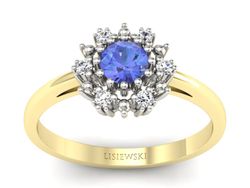 Pierścionek z tanzanitem i diamentami złoto 585 - P15077BZT