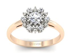 Pierścionek z diamentami różowe i białe złoto 585 - p15077cb