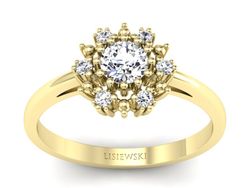 Pierścionek zaręczynowy z diamentami żółte złoto - p15077z
