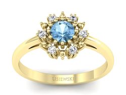 Złoty Pierścionek zaręczynowy topaz i diamenty - p15077za