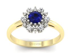 Pierścionek ze spinelem i diamentami złoto 585 - p15077zbsp
