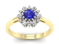 Pierścionek z szafirem i diamentami złoto 585 - p15077zbszc