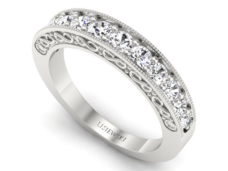 Pierścionek zaręczynowy z brylantami białe złoto - P15080B - 3