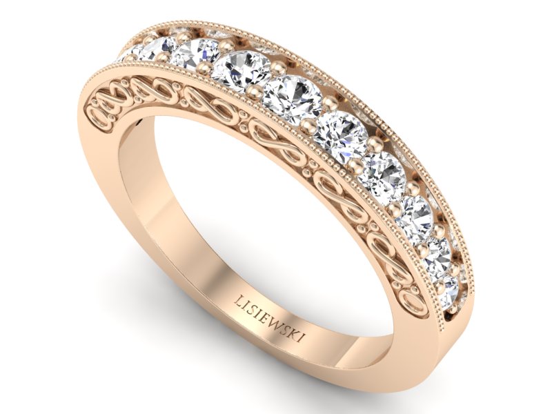 Złoty pierścionek z brylantami różowe złoto - p15080c - 3