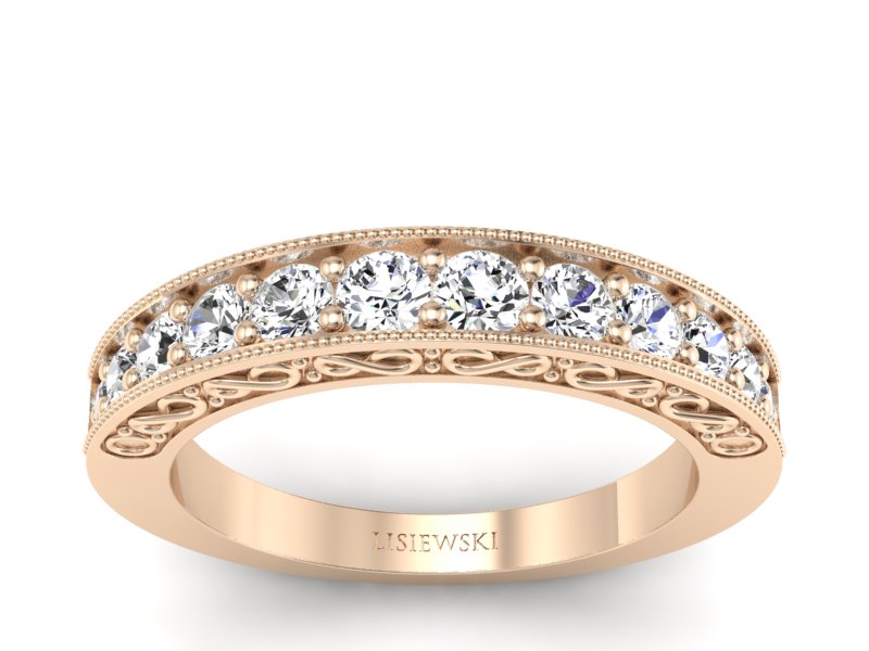 Złoty pierścionek z brylantami różowe złoto - p15080c - 1