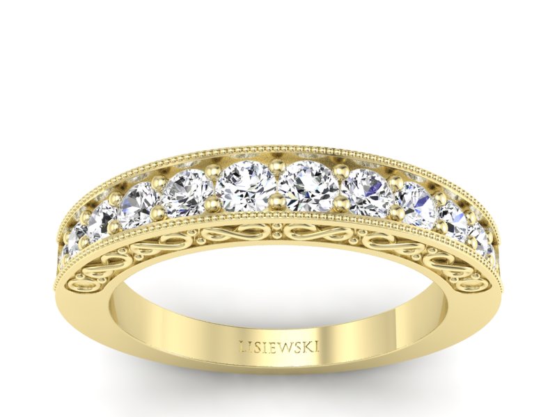 Złoty pierścionek z brylantami żółte złoto - p15080z - 1