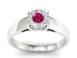 Pierścionek z rubinem i brylantami białe złoto - P15082BR
