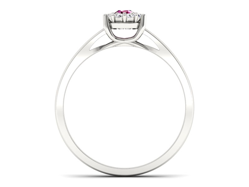 Pierścionek z rubinem i brylantami białe złoto - P15082BR