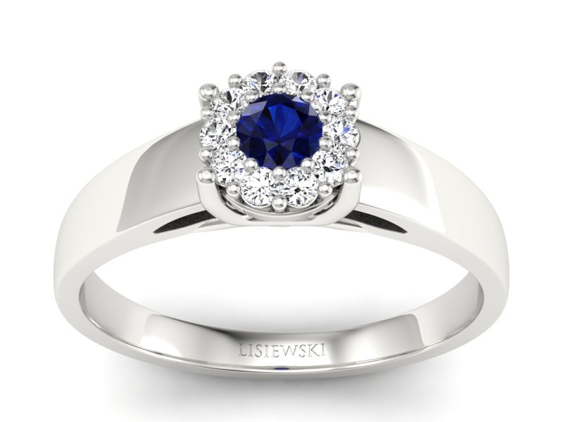 Pierścionek zaręczynowy z szafirem i diamentami - p15082bsz - 1
