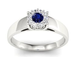 Pierścionek zaręczynowy z szafirem i diamentami - p15082bsz