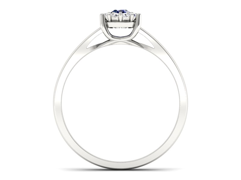 Pierścionek zaręczynowy z szafirem i diamentami - p15082bsz - 2