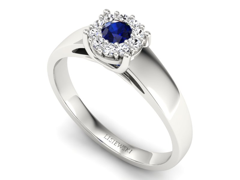 Pierścionek zaręczynowy z szafirem i diamentami - p15082bsz - 3