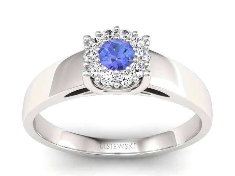 Złoty pierścionek z tanzanitem z brylantami - P15082BT - 1