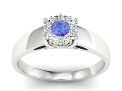 Złoty pierścionek z tanzanitem z brylantami - P15082BT