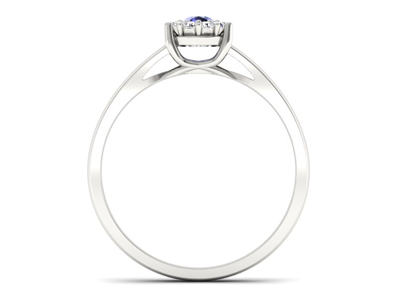 Złoty pierścionek z tanzanitem z brylantami - P15082BT - 2