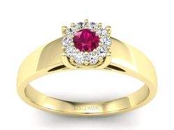 Pierścionek zaręczynowy z rubinem z brylantami - p15082zr