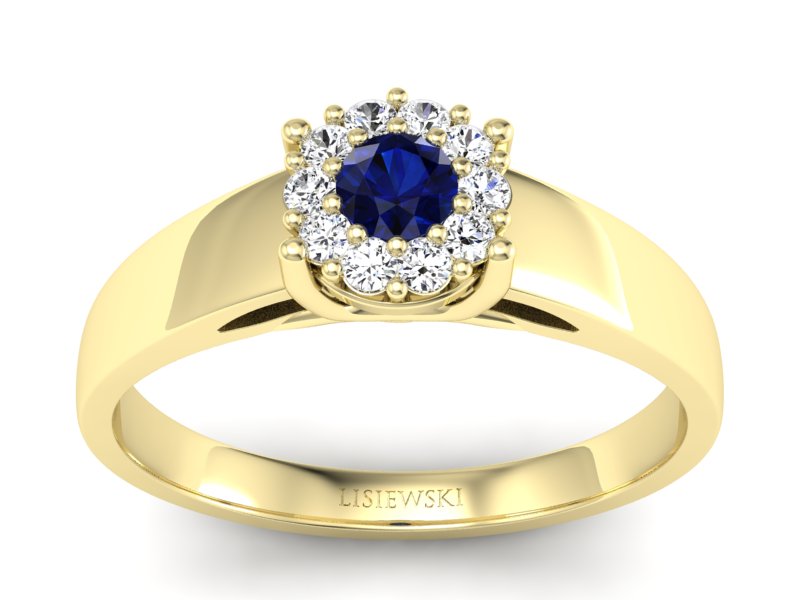 Pierścionek z szafirem i brylantami złoto 585 - p15082zsz - 1