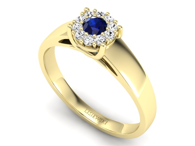 Pierścionek z szafirem i brylantami złoto 585 - p15082zsz