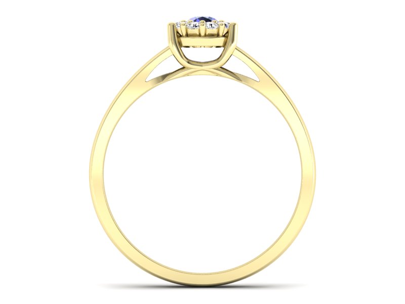 Pierścionek z tanzanitem i diamentami żółte złoto - p15082zt - 2