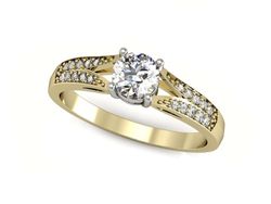 Pierścionek z diamentami żółte i białe złoto 585 - p15084zb
