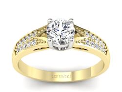 Pierścionek z diamentami żółte i białe złoto 585 - p15084zb