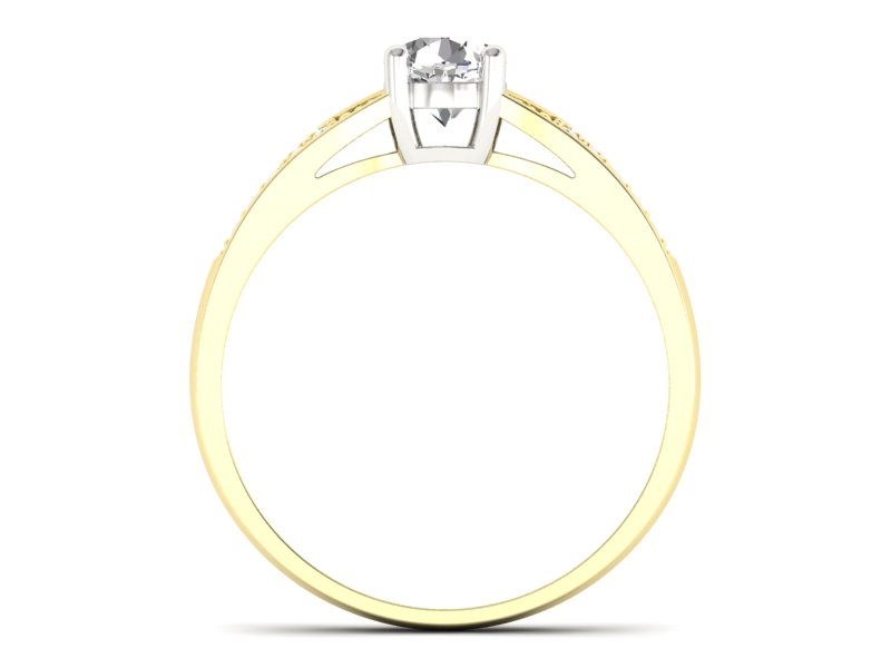 Pierścionek z diamentami żółte i białe złoto 585 - p15084zb - 2