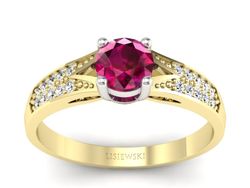 Pierścionek z rubinem i diamentami zloto 585 - p15084zbr