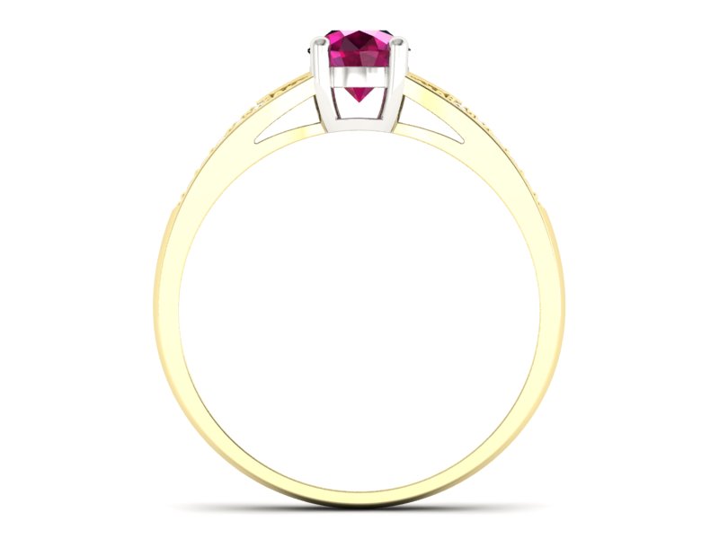 Pierścionek z rubinem i diamentami zloto 585 - p15084zbr - 2