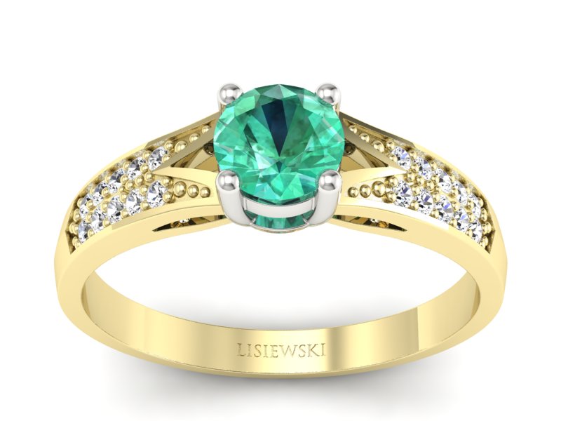 Pierścionek ze szmaragdem i diamentem zloto 585 - p15084zbsm - 1
