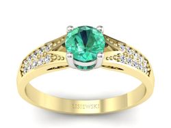 Pierścionek ze szmaragdem i diamentem zloto 585 - p15084zbsm
