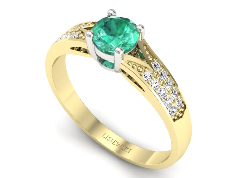 Pierścionek ze szmaragdem i diamentem zloto 585 - p15084zbsm - 3