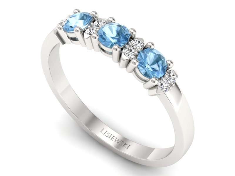 Pierścionek z topazami i brylantami białe złoto - p15085ba - 3