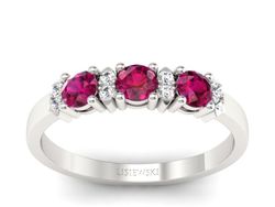 Pierścionek z rubinami i brylantami białe złoto - P15085BR