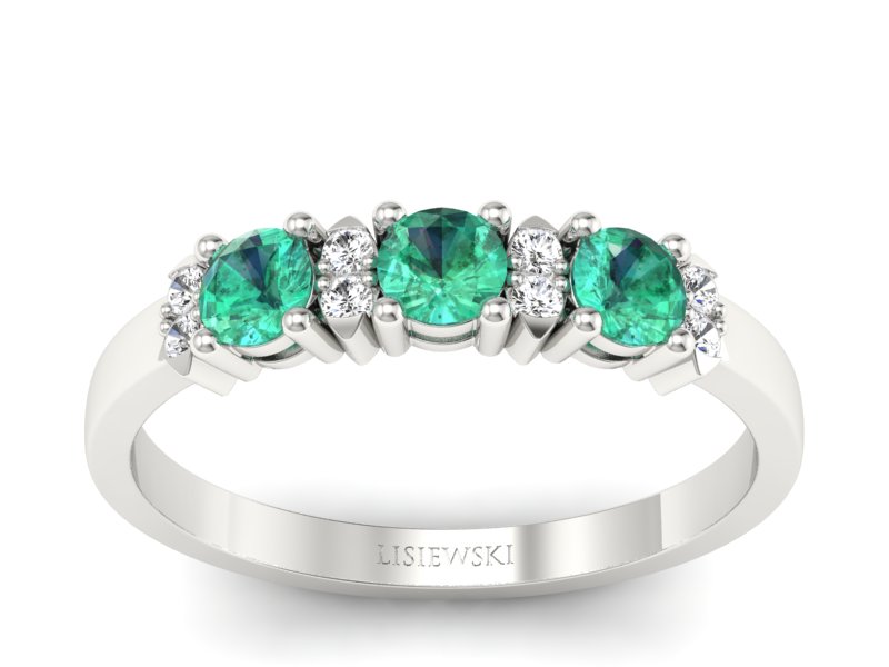 Złoty pierścionek ze szmaragdem i brylantami - P15085BSM - 1