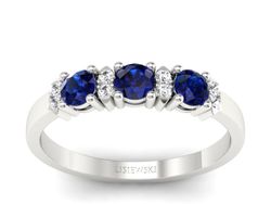Pierścionek z szafirami i brylantami białe złoto - P15085BSZ
