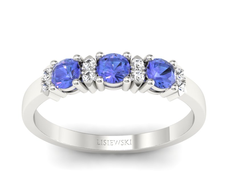 Złoty pierścionek z tanzanitami i brylantami - P15085BT - 1