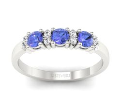 Złoty pierścionek z tanzanitami i brylantami - P15085BT