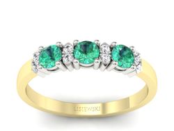 Złoty pierścionek ze szmaragdami i brylantami - P15085BZSM