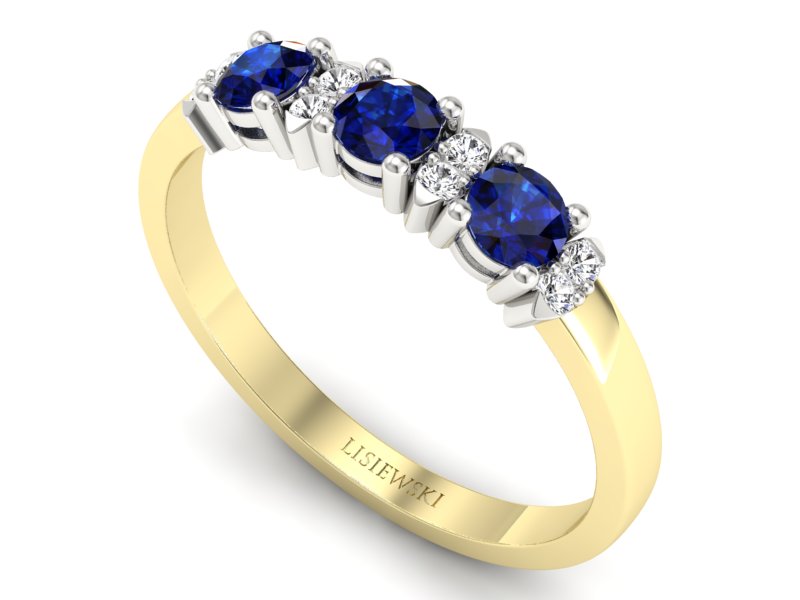 Złoty pierścionek z szafirem i brylantami - P15085BZSZ - 3