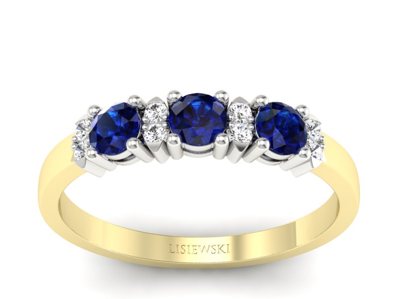 Złoty pierścionek z szafirem i brylantami - P15085BZSZ - 1