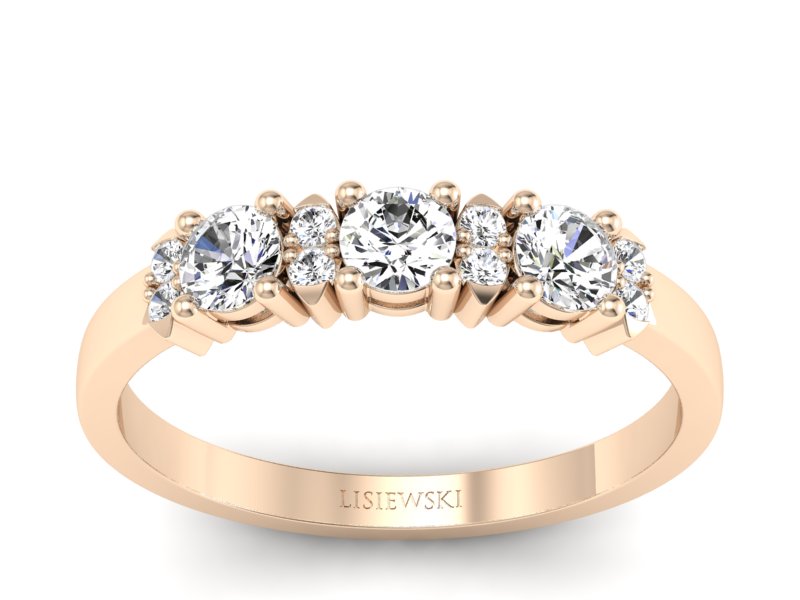 Złoty pierścionek z brylantami różowe złoto - p15085c - 1