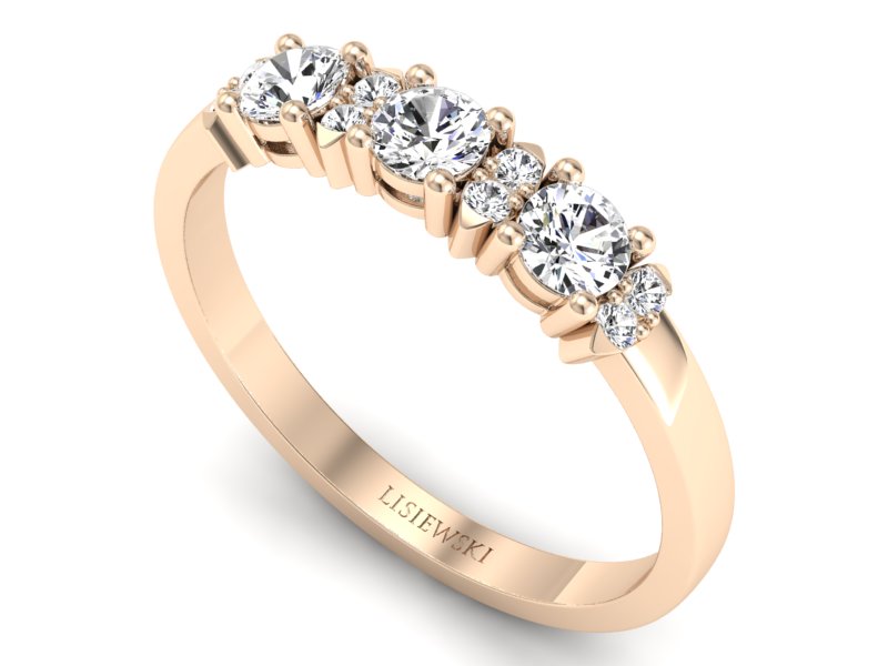 Złoty pierścionek z brylantami różowe złoto - p15085c - 3