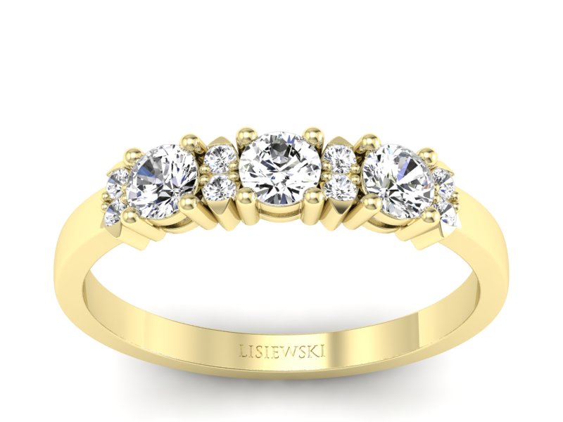 Złoty pierścionek z brylantami żółte złoto - P15085Z - 1