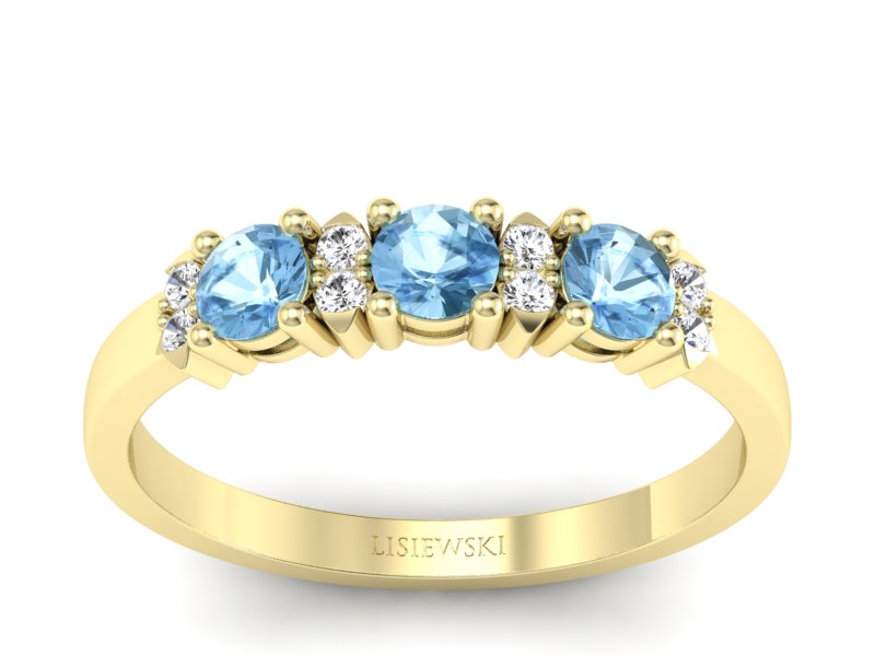 Pierścionek z topazami i brylantami żółte złoto - P15085za - 1