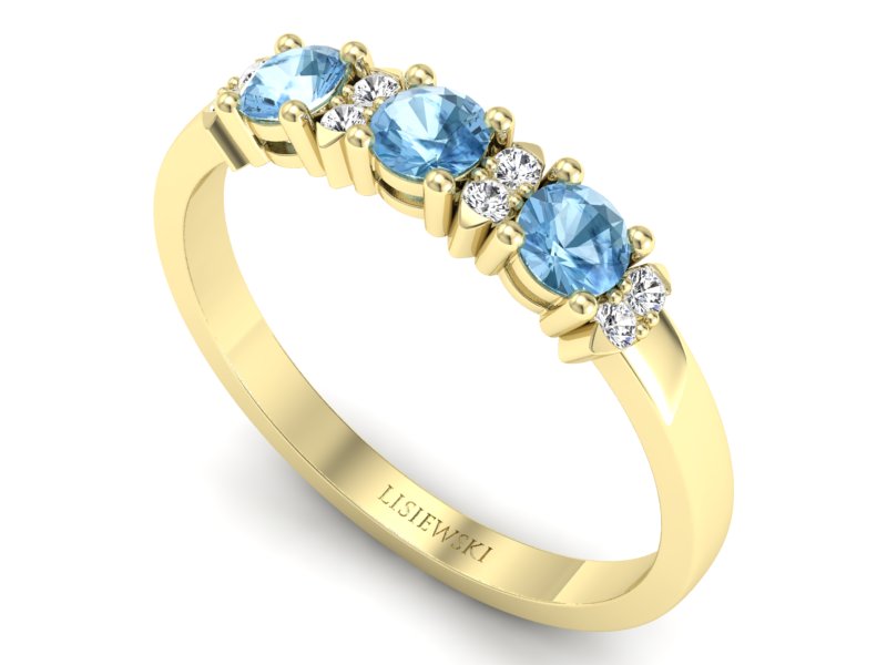 Pierścionek z topazami i brylantami żółte złoto - P15085za - 3